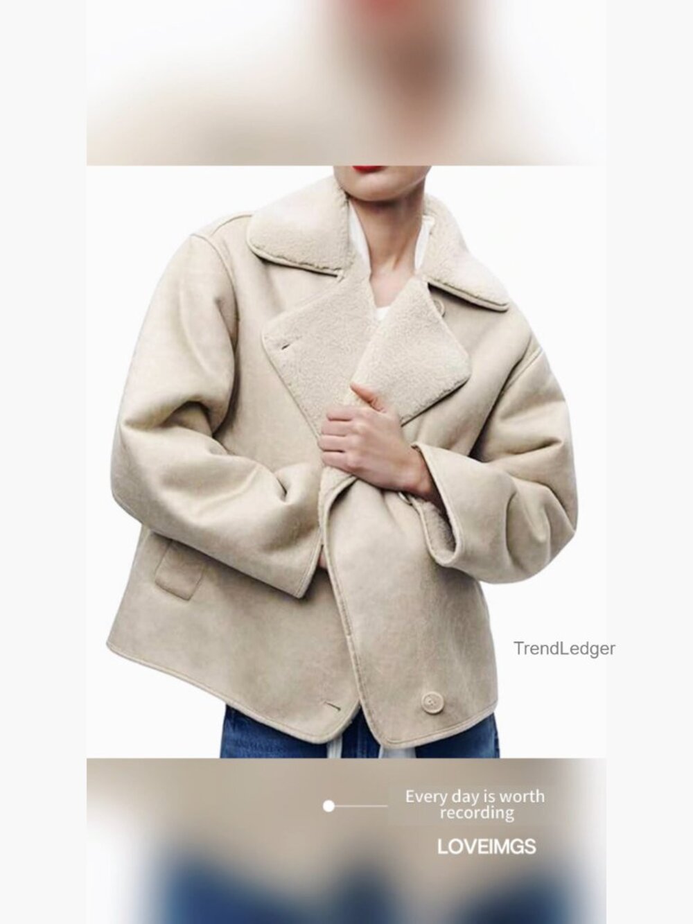 Women's Dark Brown Shearling-Trim Leather Jacket - Picture 7 of 7